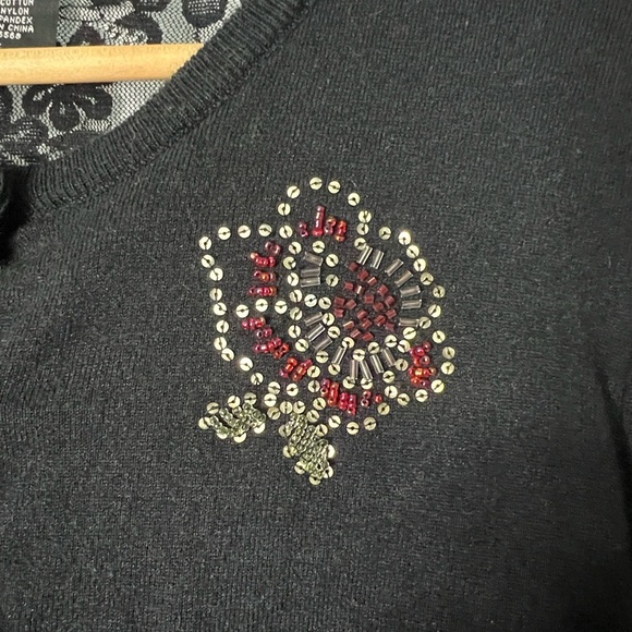 Vintage Sun Moon Star Black Lace Back Button Down Cardigan Sweater - SMALL - Picture 11 of 11